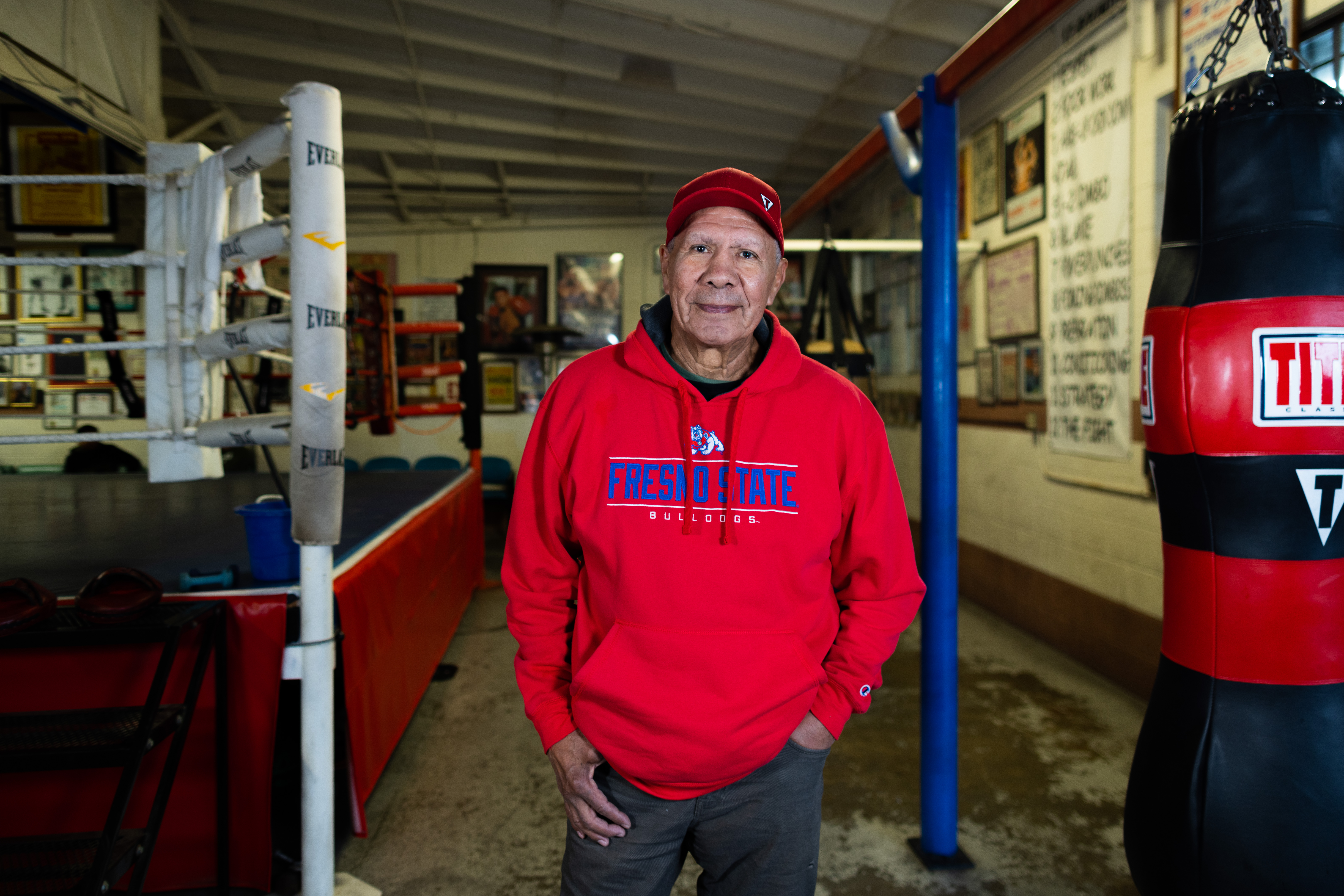 Yaqui Lopez standing in his gym at Fat City Boxing