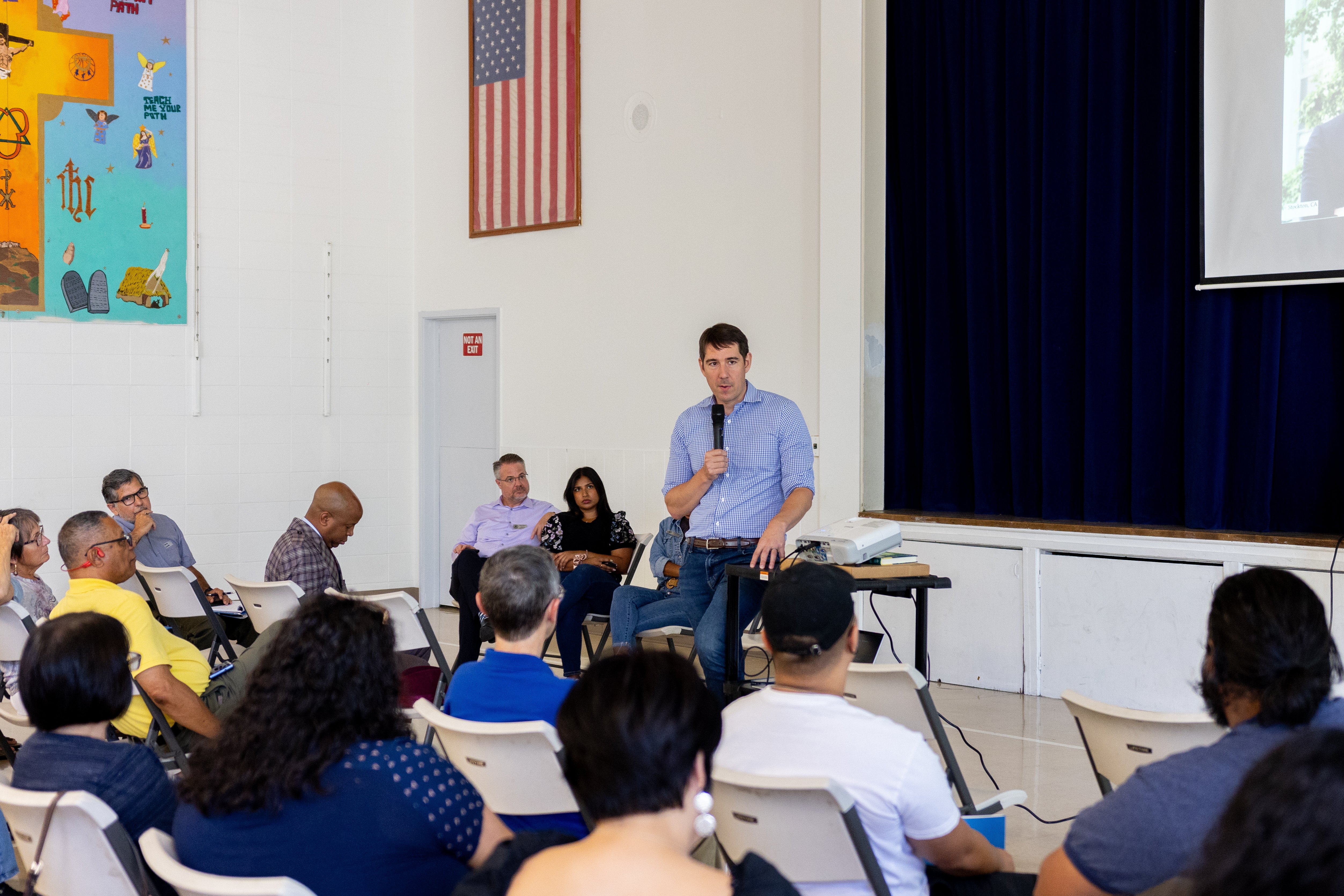 Congressman Josh Harder speaks to community leaders and nonprofit representatives during a grant workshop in Stockton.  The event focused on providing guidance for local organizations on navigating the federal grant application process.