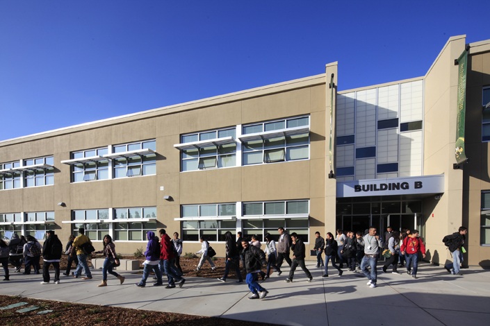 students walking outside Franklin high school